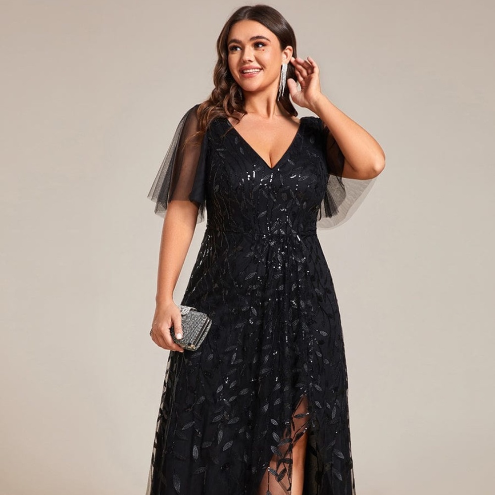 Ever Pretty Black Sequin Maxi Dress